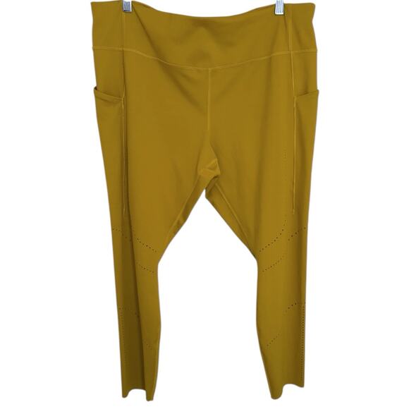 Brooks Womens Method 7/8 Tight Leggings Activewear Golden Hour Yellow Sz 2XL - Picture 1 of 9